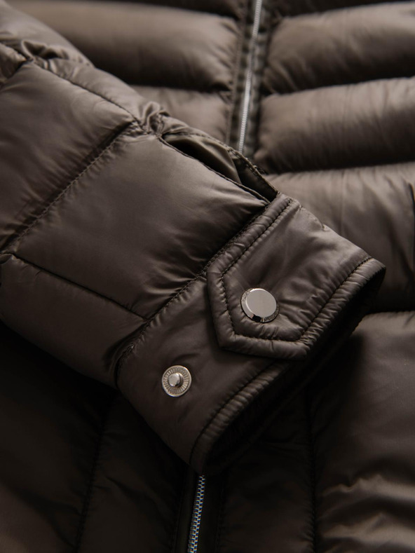 Ombre Clothing Moška klasična prešitena jakna s stoječem - olivna V3 OM-JALP-0261 Ombre Clothing