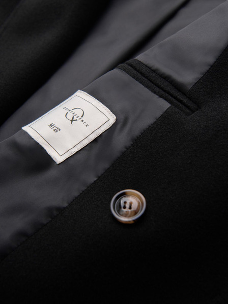 Ombre Clothing Moški dvovrstični plašč z okrasnimi gumbi - črn V2 OM-COWC-0137 Ombre Clothing