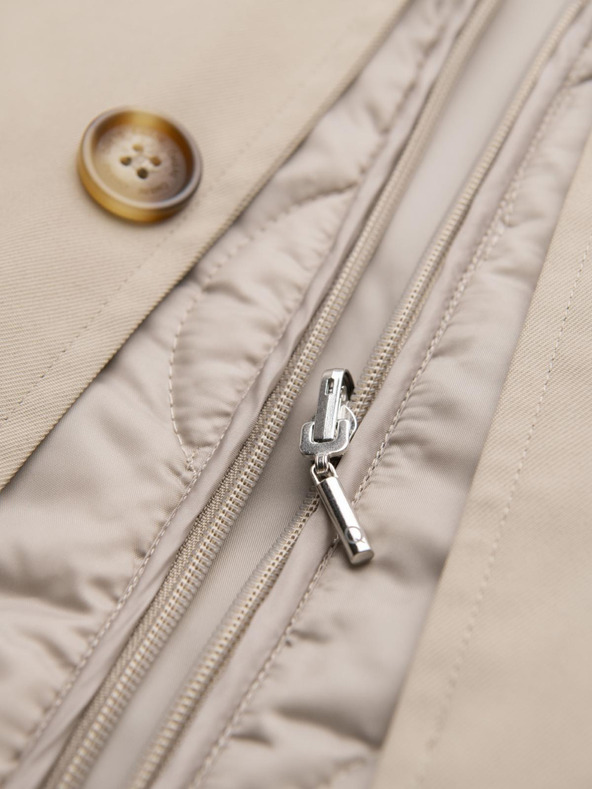 Ombre Clothing Moški minimalistični plašč z odknopljivo vesto - bež V1 OM-COLC-0139 Ombre Clothing