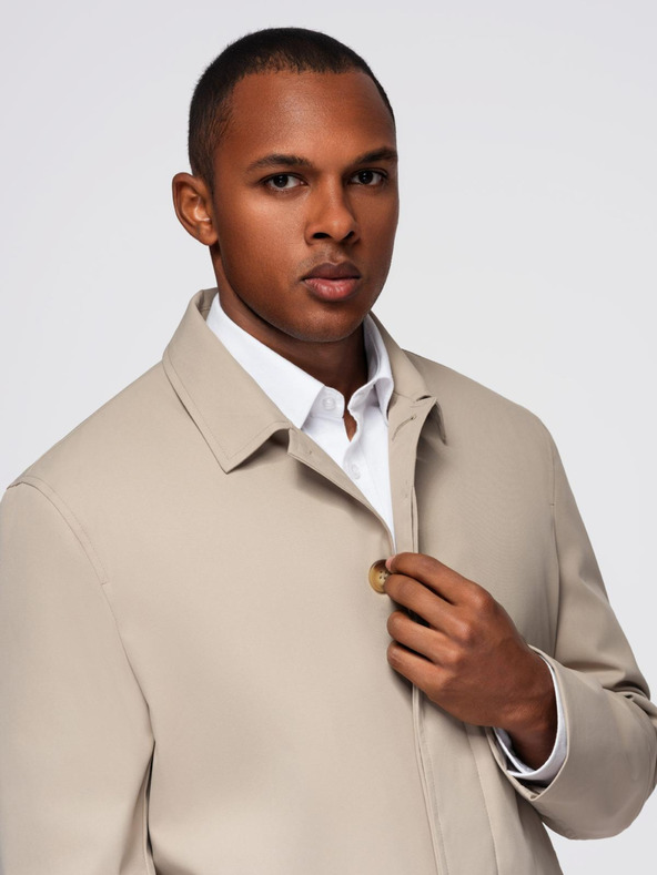 Ombre Clothing Moški minimalistični plašč z odknopljivo vesto - bež V1 OM-COLC-0139 Ombre Clothing