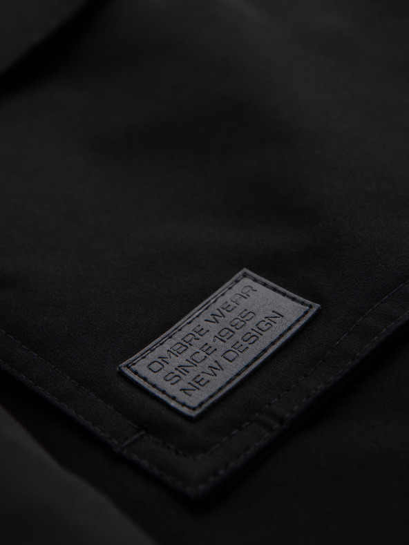 Ombre Clothing Moška dolga parka jakna z ovčje kože - črna V4 OM-JAPJ-0316 Ombre Clothing