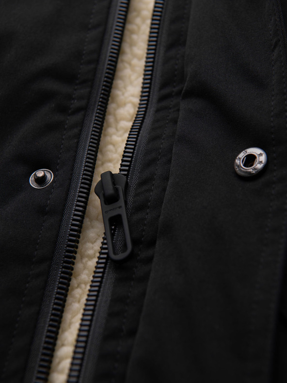 Ombre Clothing Moška dolga parka jakna z ovčje kože - črna V4 OM-JAPJ-0316 Ombre Clothing