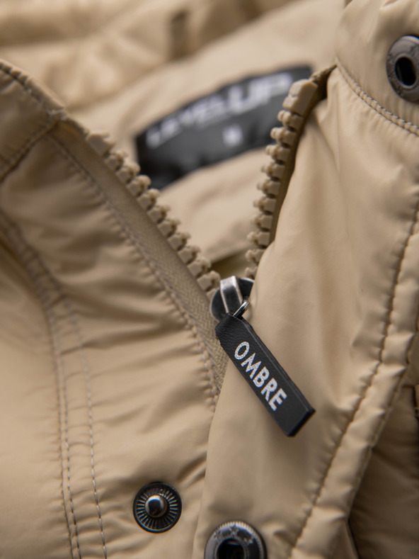 Ombre Clothing Moška prešitena jakna s srajčnim rezom - bež V1 OM-JALP-0215 Ombre Clothing