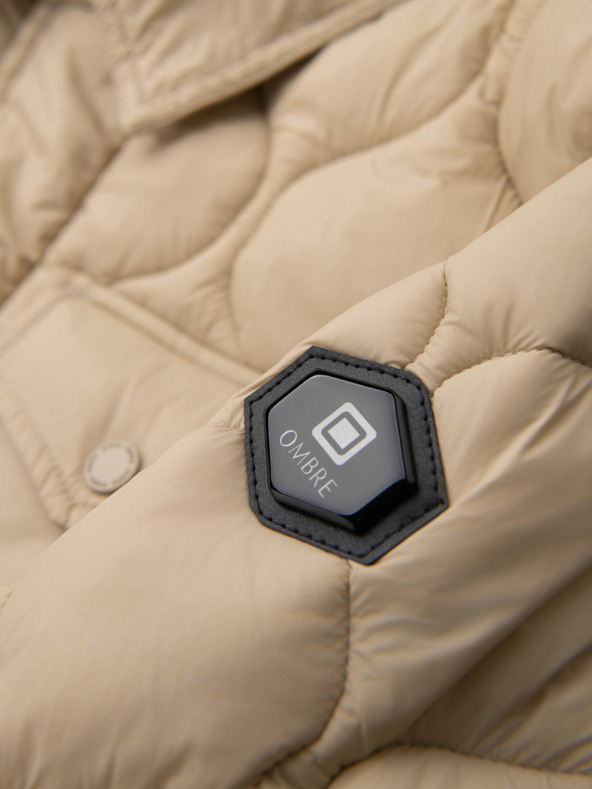 Ombre Clothing Moška prešitena jakna s srajčnim rezom - bež V1 OM-JALP-0215 Ombre Clothing