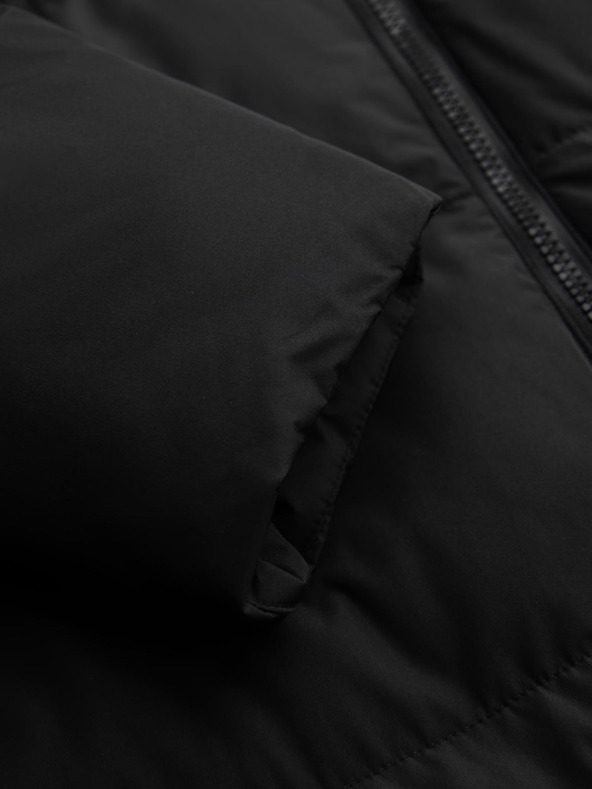 Ombre Clothing Moška klasična dolga jakna s kapuco - črna V1 OM-JALJ-0269 Ombre Clothing