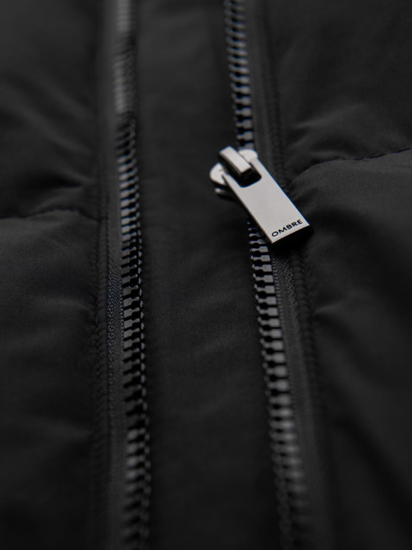 Ombre Clothing Moška klasična dolga jakna s kapuco - črna V1 OM-JALJ-0269 Ombre Clothing
