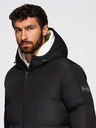 Ombre Clothing Moška klasična dolga jakna s kapuco - črna V1 OM-JALJ-0269 Ombre Clothing