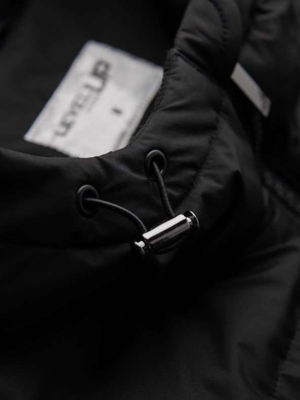 Ombre Clothing Moška klasična dolga jakna s kapuco - črna V1 OM-JALJ-0269 Ombre Clothing