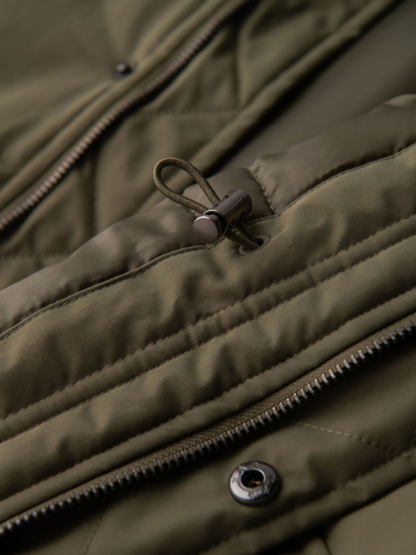 Ombre Clothing Moška klasična dolga jakna parka - olivna V3 OM-JAPJ-0313 Ombre Clothing