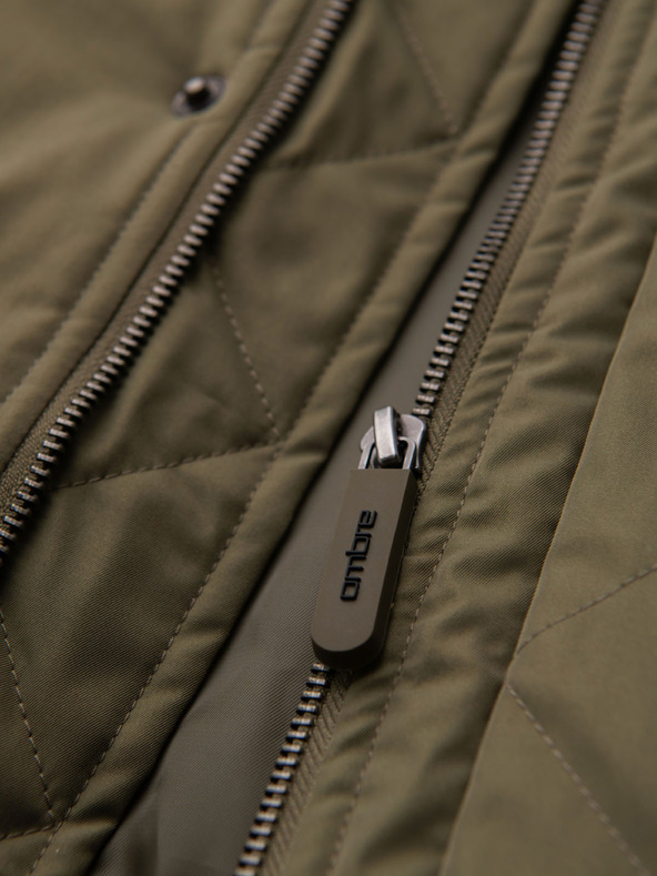 Ombre Clothing Moška klasična dolga jakna parka - olivna V3 OM-JAPJ-0313 Ombre Clothing