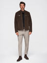 Ombre Clothing Moška stilna jakna iz umetnega usnja s stoječim ovratnikom - temno rjava V1 C637 Ombre Clothing