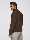 Ombre Clothing Moška stilna jakna iz umetnega usnja s stoječim ovratnikom - temno rjava V1 C637 Ombre Clothing