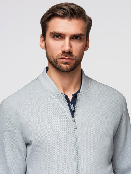 Ombre Clothing Moška bomber jakna z raglanskimi rokavi - svetlo siva V4 OM-JANP-0159 Ombre Clothing