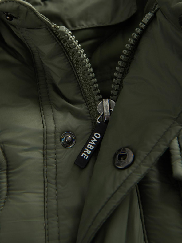 Ombre Clothing Moška prešita jakna srajčnega kroja - olivna V2 OM-JALP-0215 Ombre Clothing