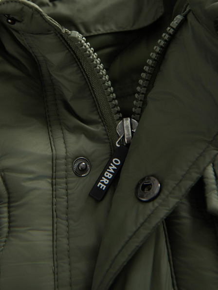 Ombre Clothing Moška prešita jakna srajčnega kroja - olivna V2 OM-JALP-0215 Ombre Clothing