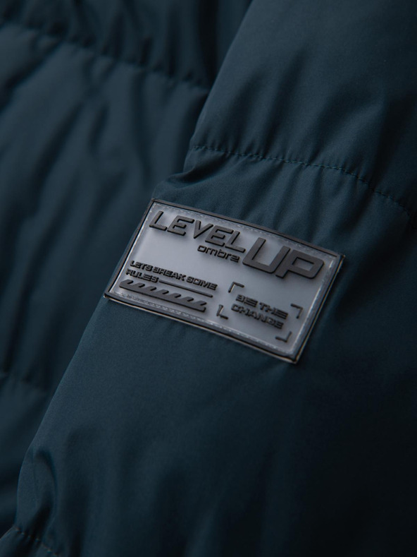 Ombre Clothing Moška klasična dolga jakna s kapuco - temno moder V2 OM-JALJ-0269 Ombre Clothing