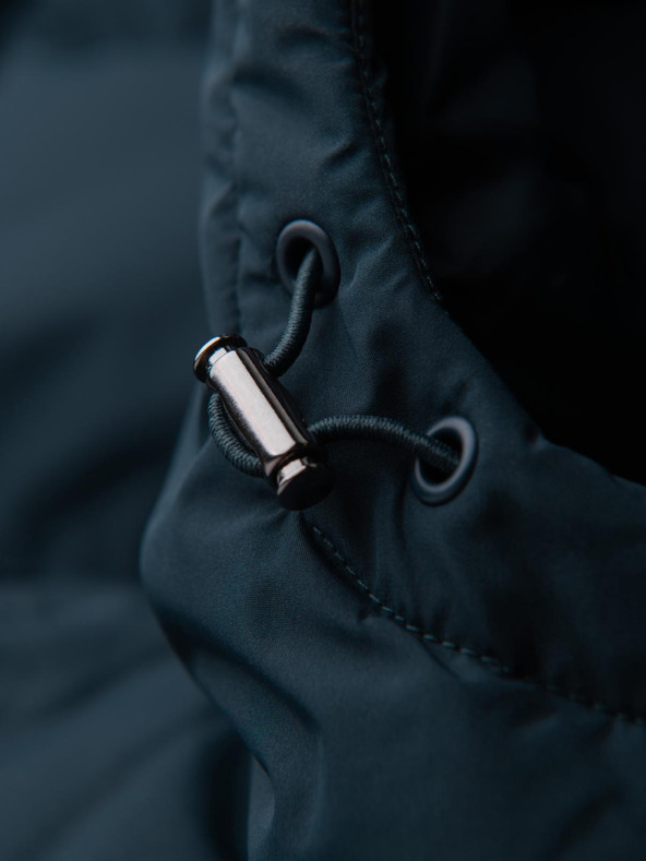 Ombre Clothing Moška klasična dolga jakna s kapuco - temno moder V2 OM-JALJ-0269 Ombre Clothing