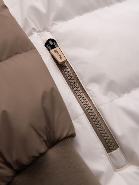 Ombre Clothing Moška barvna retro športna jakna - bež in bela V2 OM-JALP-0296 Ombre Clothing