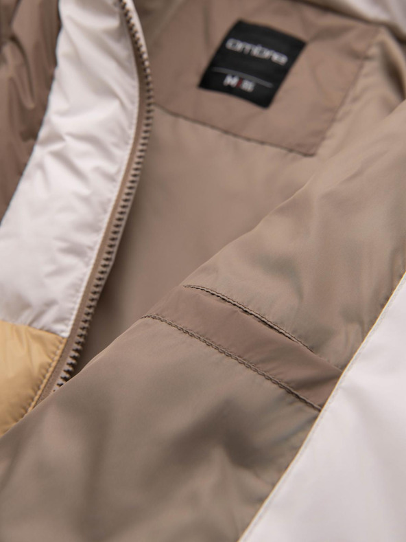 Ombre Clothing Moška barvna retro športna jakna - bež in bela V2 OM-JALP-0296 Ombre Clothing