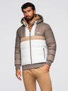 Ombre Clothing Moška barvna retro športna jakna - bež in bela V2 OM-JALP-0296 Ombre Clothing