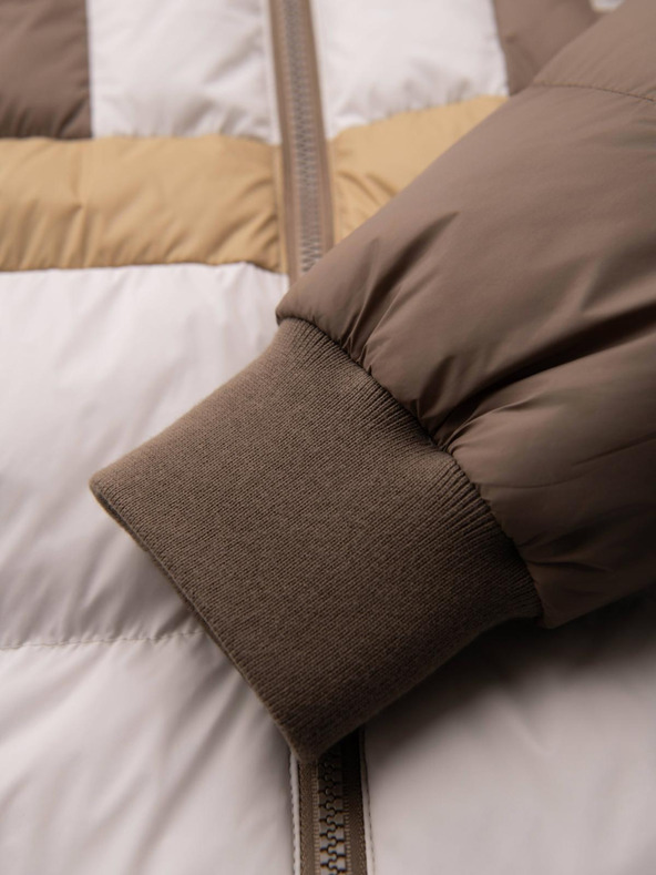 Ombre Clothing Moška barvna retro športna jakna - bež in bela V2 OM-JALP-0296 Ombre Clothing