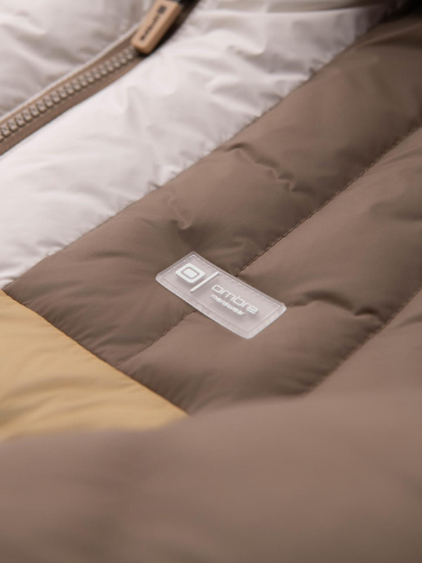 Ombre Clothing Moška barvna retro športna jakna - bež in bela V2 OM-JALP-0296 Ombre Clothing