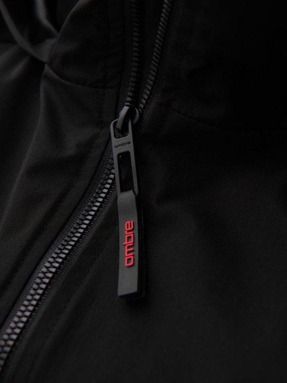 Ombre Clothing Moška jakna s kapuco in visokim ovratnikom - črna V1 OM-JANP-0222 Ombre Clothing