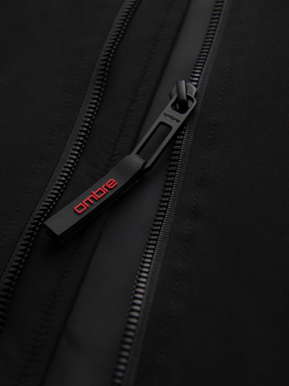 Ombre Clothing Moška jakna s kapuco in visokim ovratnikom - črna V1 OM-JANP-0222 Ombre Clothing