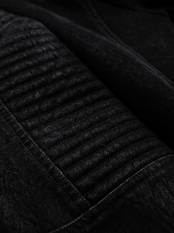 Ombre Clothing Moška stilna jakna iz umetnega usnja s stoječim ovratnikom - črna V2 C637 Ombre Clothing