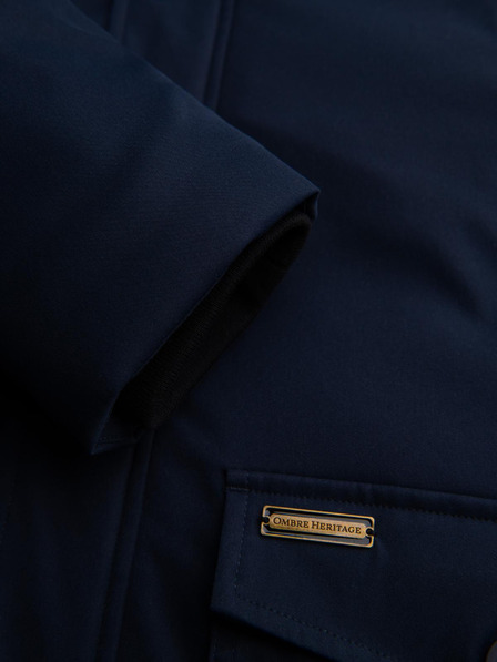 Ombre Clothing Elegantna moška parka s žepi in kapuco - temno moder V2 OM-JAPJ-0287 Ombre Clothing