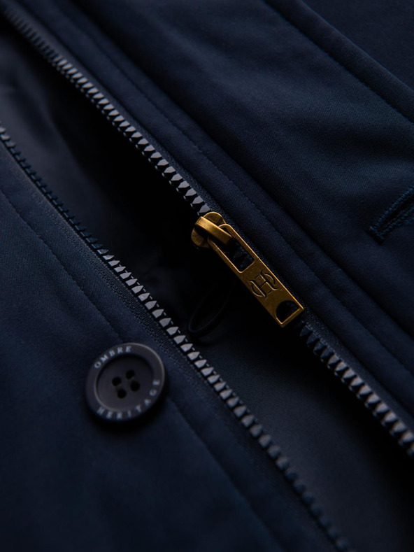 Ombre Clothing Elegantna moška parka s žepi in kapuco - temno moder V2 OM-JAPJ-0287 Ombre Clothing
