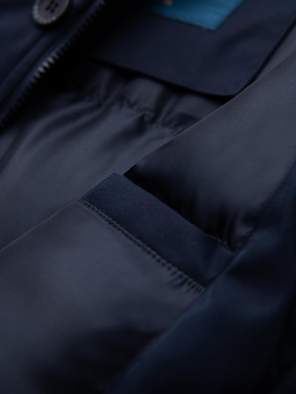 Ombre Clothing Elegantna moška parka s žepi in kapuco - temno moder V2 OM-JAPJ-0287 Ombre Clothing