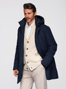 Ombre Clothing Elegantna moška parka s žepi in kapuco - temno moder V2 OM-JAPJ-0287 Ombre Clothing
