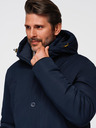 Ombre Clothing Elegantna moška parka s žepi in kapuco - temno moder V2 OM-JAPJ-0287 Ombre Clothing