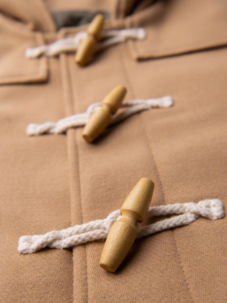 Ombre Clothing Moški volneni plašč s kapuco - svetlo rjav V1 OM-COWC-0131 Ombre Clothing