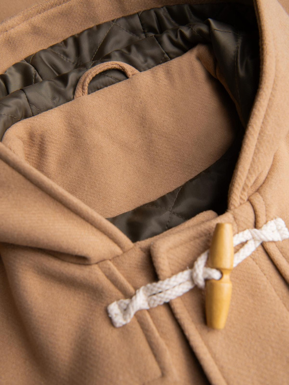 Ombre Clothing Moški volneni plašč s kapuco - svetlo rjav V1 OM-COWC-0131 Ombre Clothing