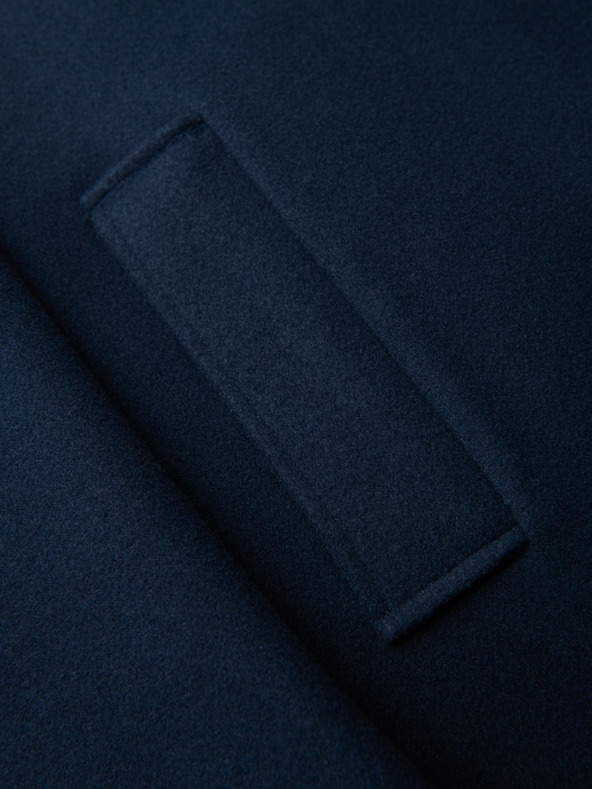 Ombre Clothing Moški dolgi enořadni plašč s ovratnikom in podlogo - temno moder V3 OM-COWC-0135 Ombre Clothing