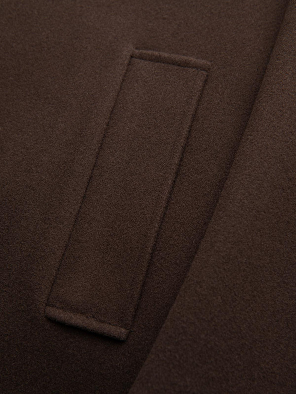 Ombre Clothing Moški dolgi enořadni plašč s ovratnikom in spodnjim plaščem - rjav V4 OM-COWC-0135 Ombre Clothing