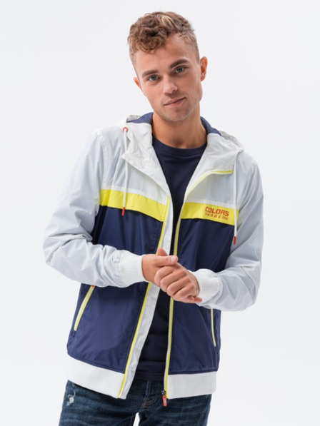 Ombre Clothing Moška vetrovka s kapuco 438C - temno moder V1 Ombre Clothing