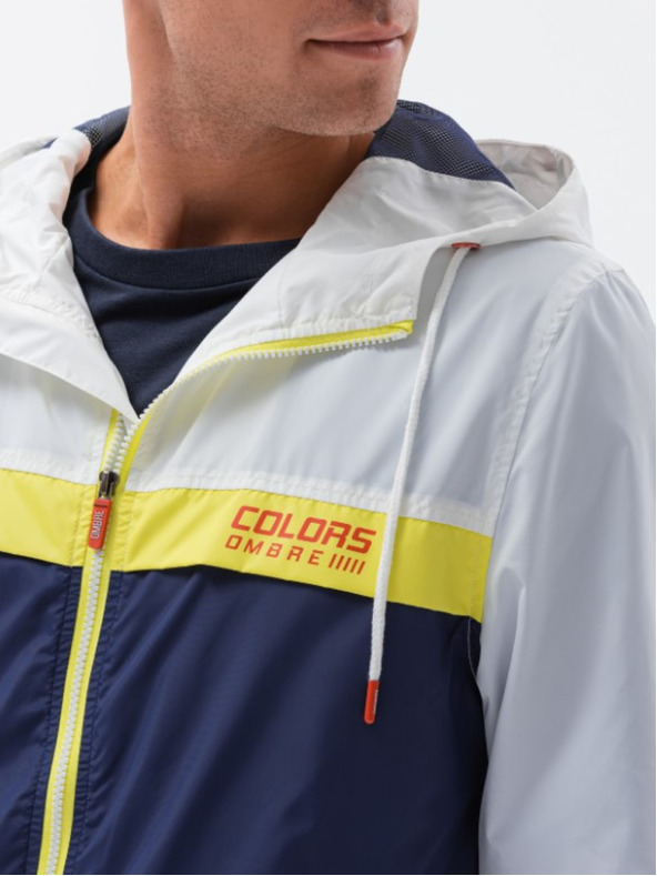 Ombre Clothing Moška vetrovka s kapuco 438C - temno moder V1 Ombre Clothing