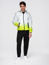 Ombre Clothing Moška športna jakna z ombre efektom in reflektivnimi elementi - bela in limetna V1 C646 Ombre Clothing