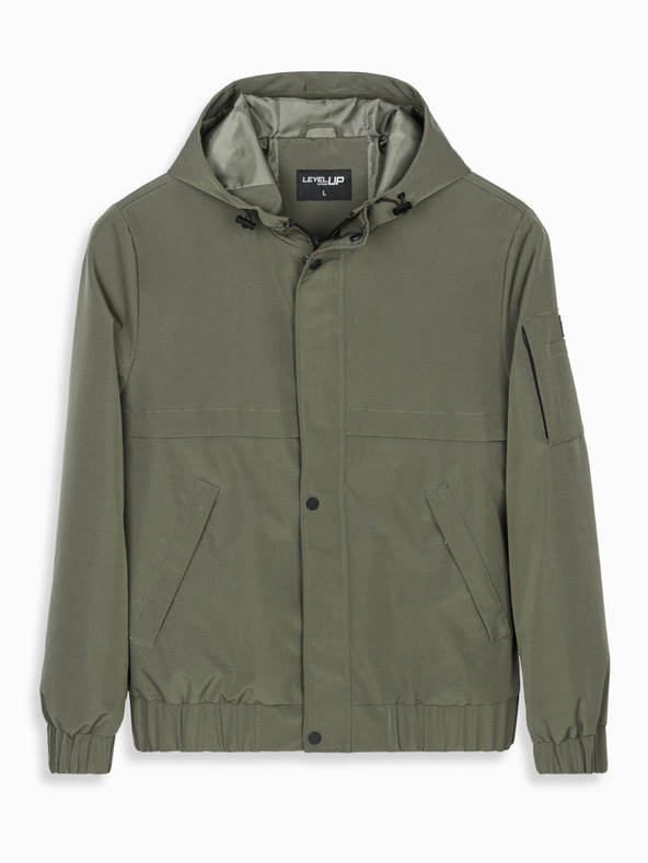 Ombre Clothing Moška funkcionalna prehodna jakna s kapuco - olivna V2 OM-JANP-0225 Ombre Clothing