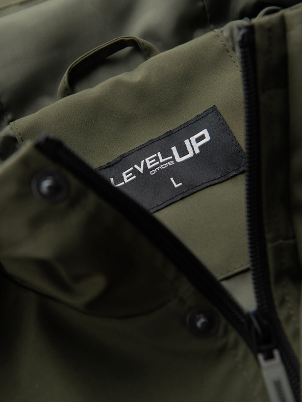 Ombre Clothing Moška funkcionalna prehodna jakna s kapuco - olivna V2 OM-JANP-0225 Ombre Clothing