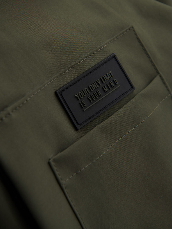 Ombre Clothing Moška funkcionalna prehodna jakna s kapuco - olivna V2 OM-JANP-0225 Ombre Clothing