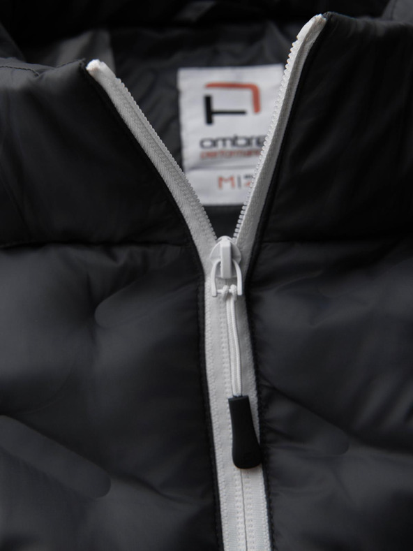 Ombre Clothing Moška prešita jakna z odvezljivo kapuco - grafitna in bela V3 OM-JALP-0206 Ombre Clothing