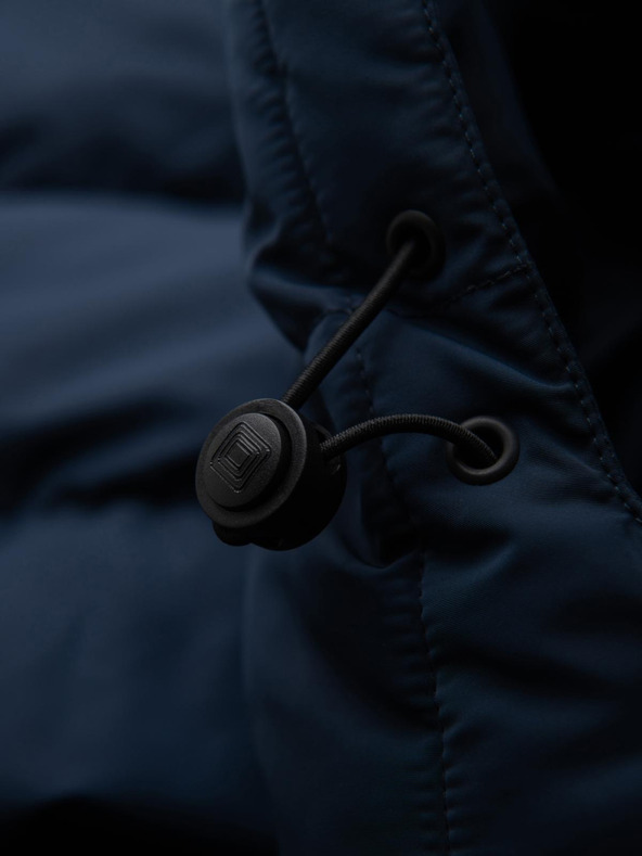 Ombre Clothing Moška jakna z asimetričnim prešitjem in kapuco - temno moder V4 OM-JAHP-0304 Ombre Clothing