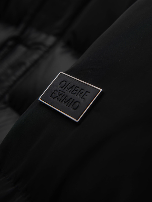 Ombre Clothing Moška prešita jakna z visokim ovratnikom in kapuco - črna V1 OM-JALJ-0266 Ombre Clothing