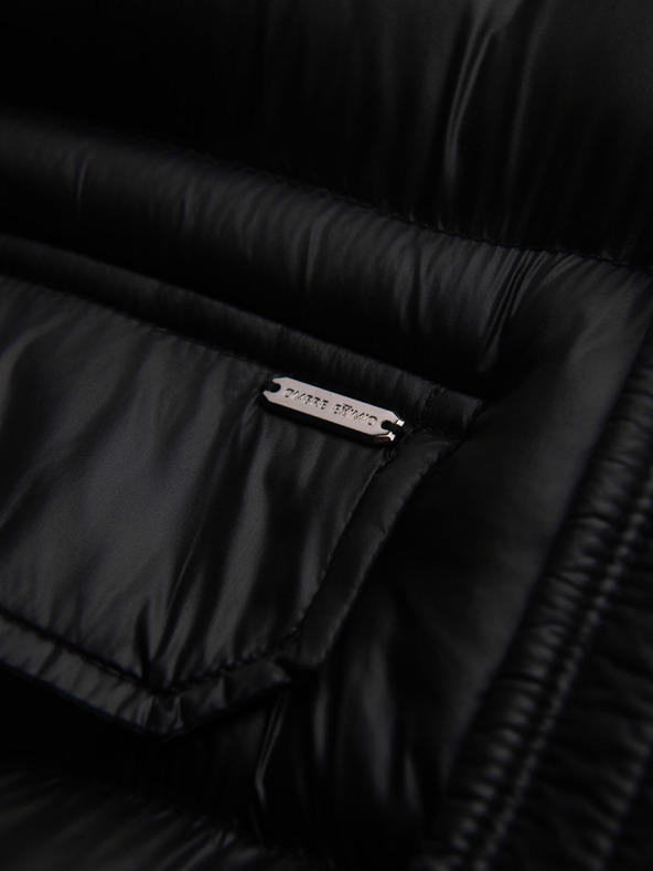 Ombre Clothing Moška prešita jakna z visokim ovratnikom in kapuco - črna V1 OM-JALJ-0266 Ombre Clothing