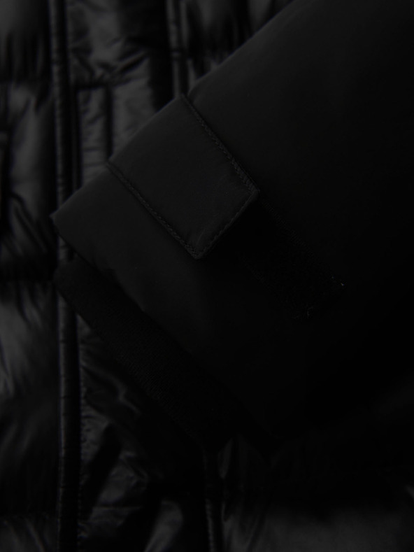 Ombre Clothing Moška prešita jakna z visokim ovratnikom in kapuco - črna V1 OM-JALJ-0266 Ombre Clothing