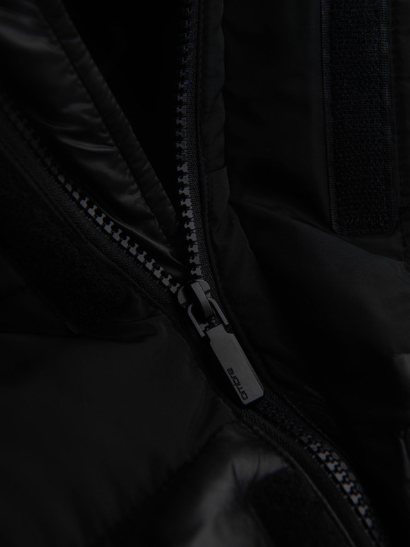 Ombre Clothing Moška prešita jakna z visokim ovratnikom in kapuco - črna V1 OM-JALJ-0266 Ombre Clothing